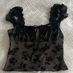 S, Hesperus, Nude Lined, Black Floral Cami